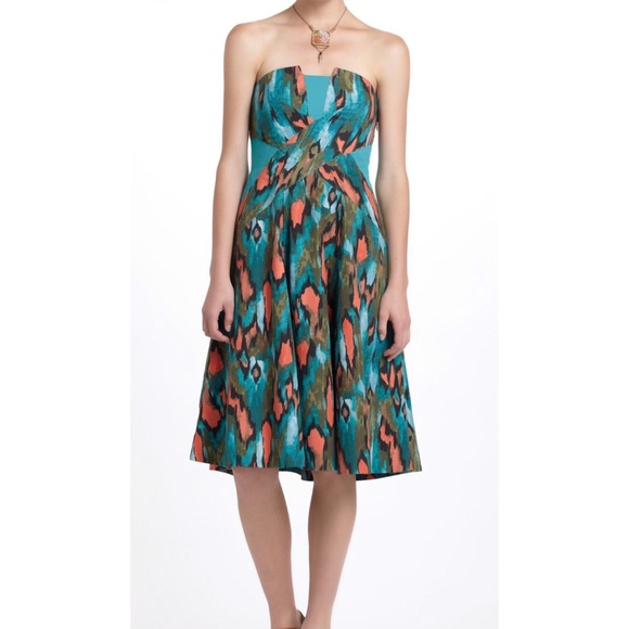 SOLD 🚫 Anthro | Girls From Savoy Ikat Strapless Dress 4P - Picture 4 of 8